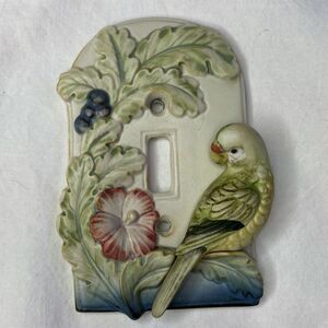Vintage Takahashi Japan Parrots Single Light Switch Cover Hibiscus Tropical